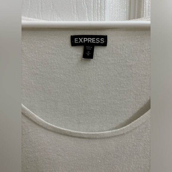 Express Women’s Cashmere Blend Ivory Cold Shoulder Tunic Sweater Medium - Picture 4 of 10